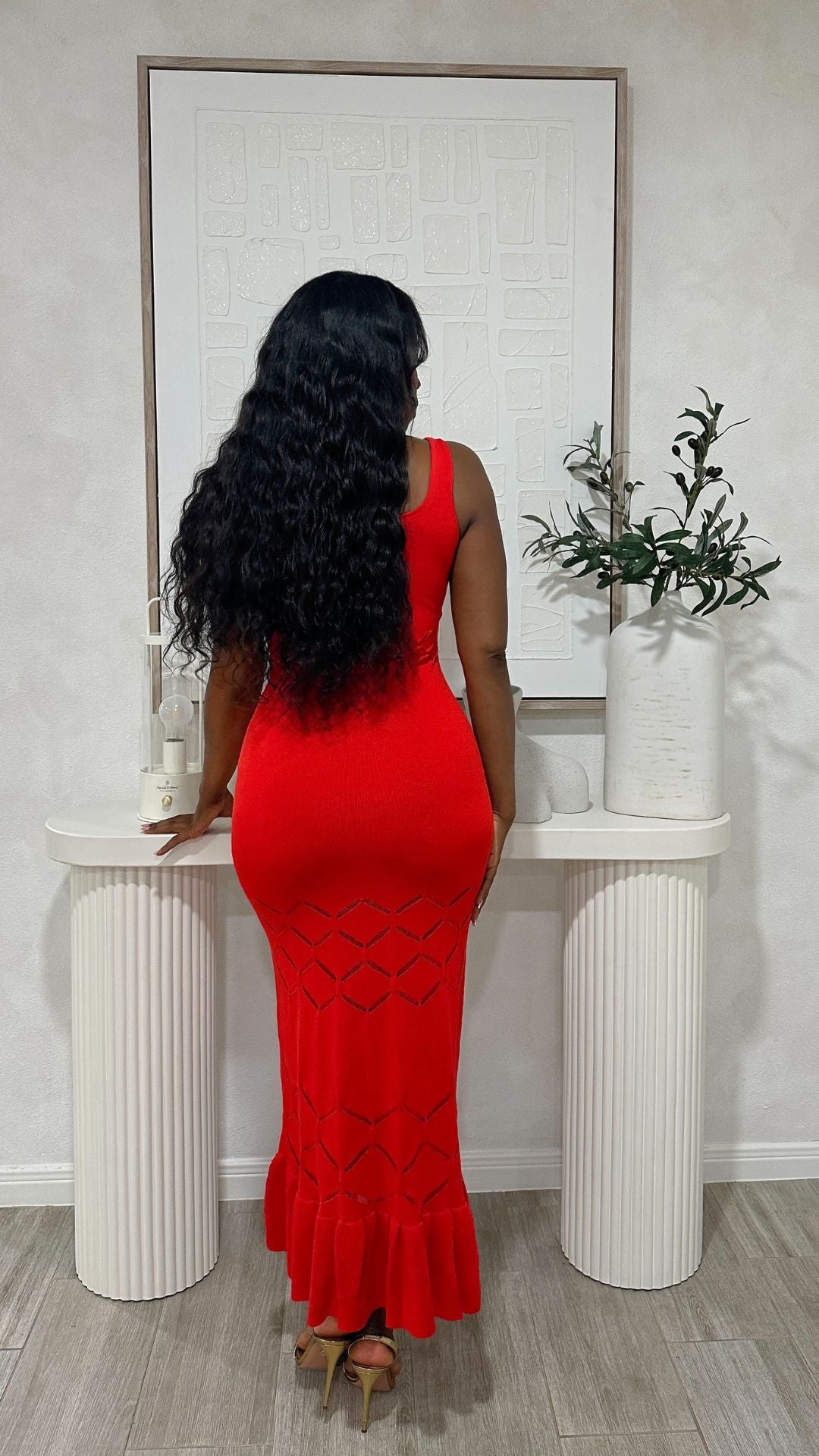 Knit Hourglass Dress (Red)